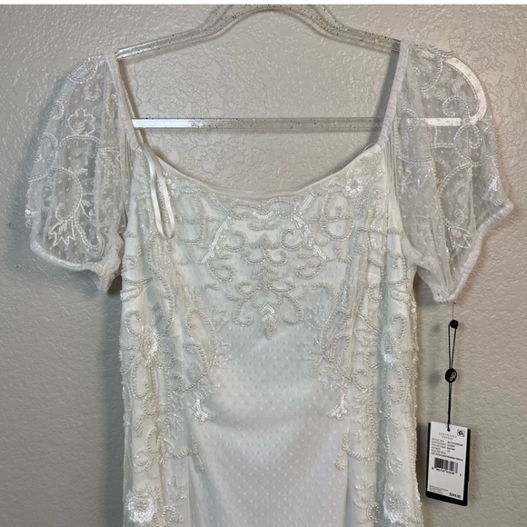 adrianna papell womens off shoulder beaded white dress new size 18 - Picture 3 of 6